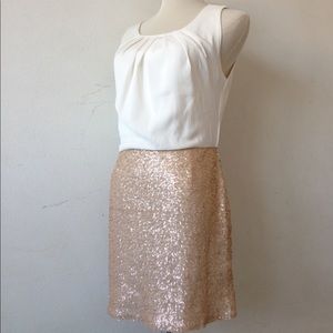 Forever 21 Sequin Dress White Coral Pink Glitter M